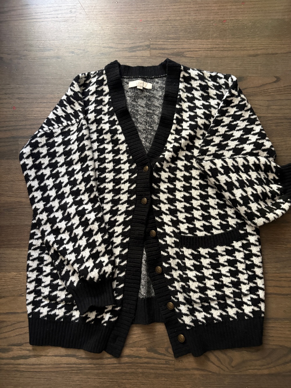 Oversize Houndstooth Cardigan Sweater